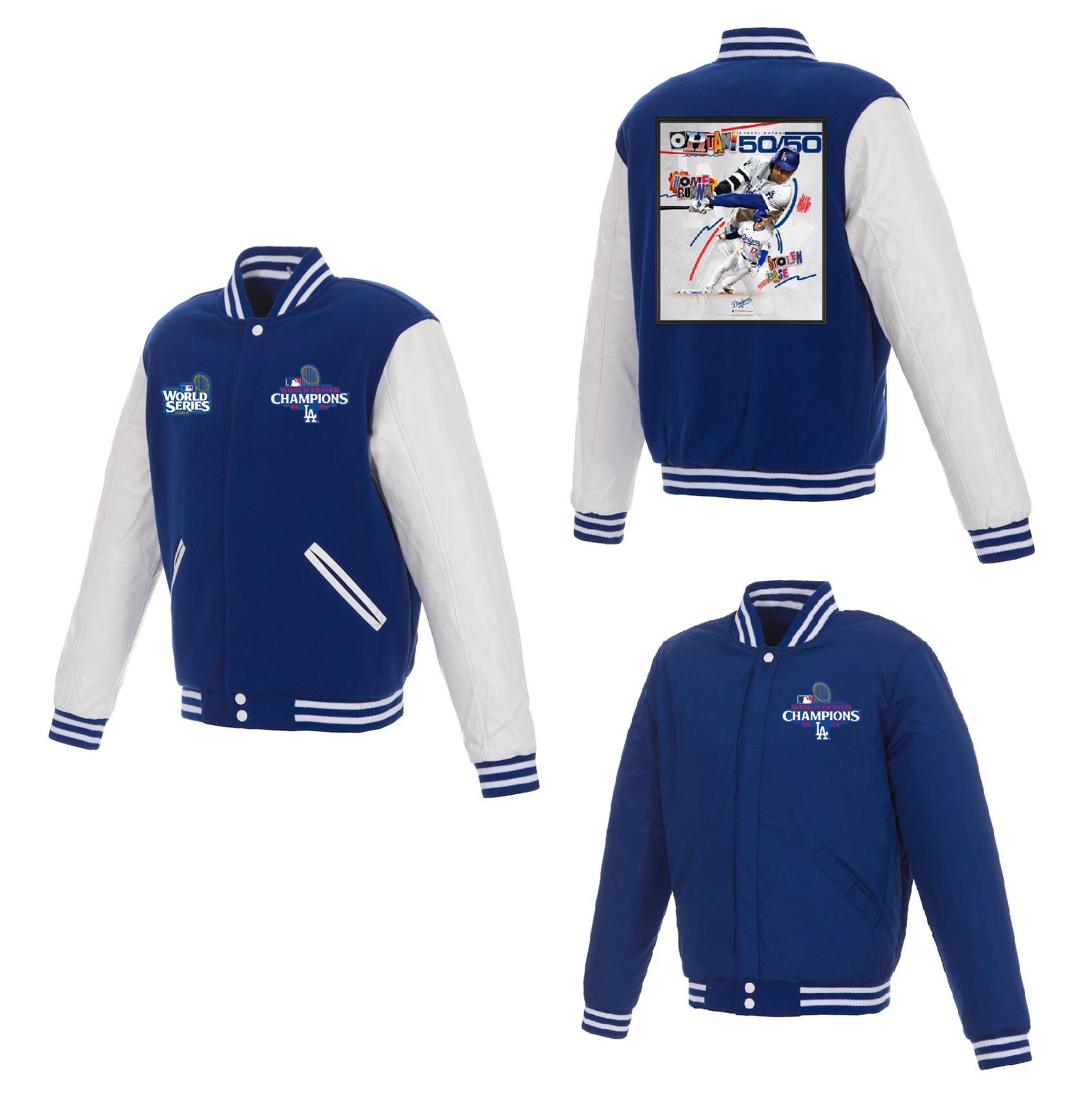 Men Los Angeles Dodgers 5 Freeman 2024 MLB World Series Champions blue Jacket style 3